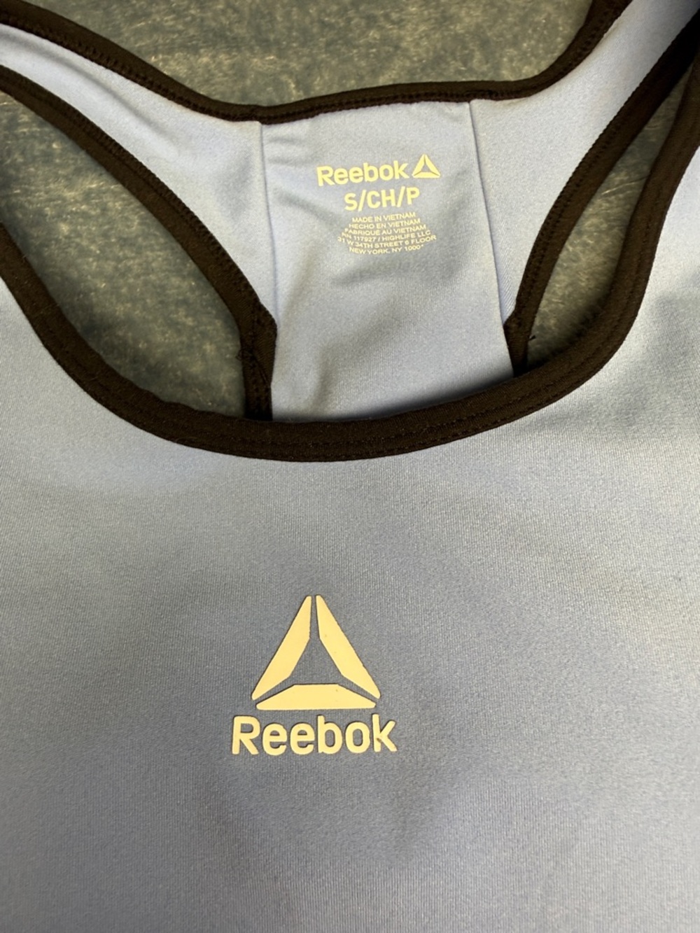 Reebok Pale Blue Racerback Tank with Black Trim - Picture 2 of 4